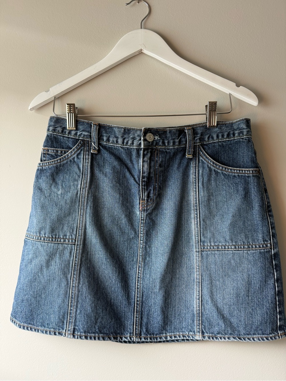 Vintage Y2K Gap Jeans Denim Mini Skirt Utility Pockets Size 6